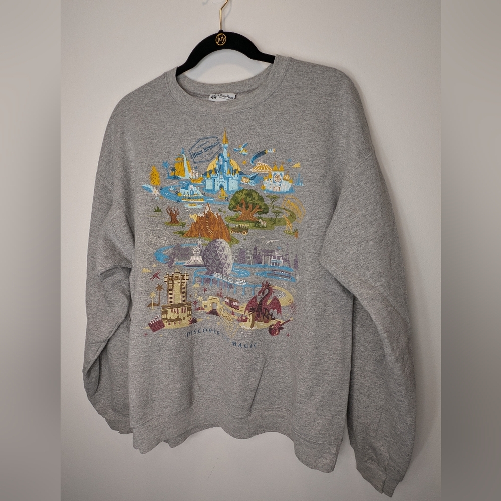 Vintage Disney World Parks Magic Gray Crewneck  Sweatshirt Large Limited Edition